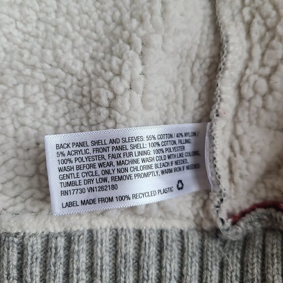 Carter's Black Red Buffalo Plaid Gray Full Zip Sweater Sherpa Lined Jacket - Picture 5 of 5